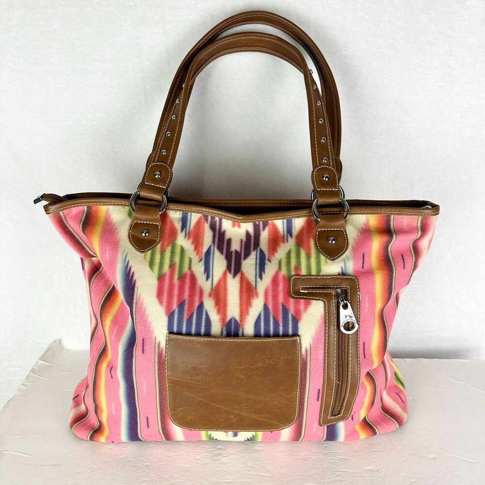 Montana West Serape Western Tote Bag Concealed Carry Large Pink Multi
